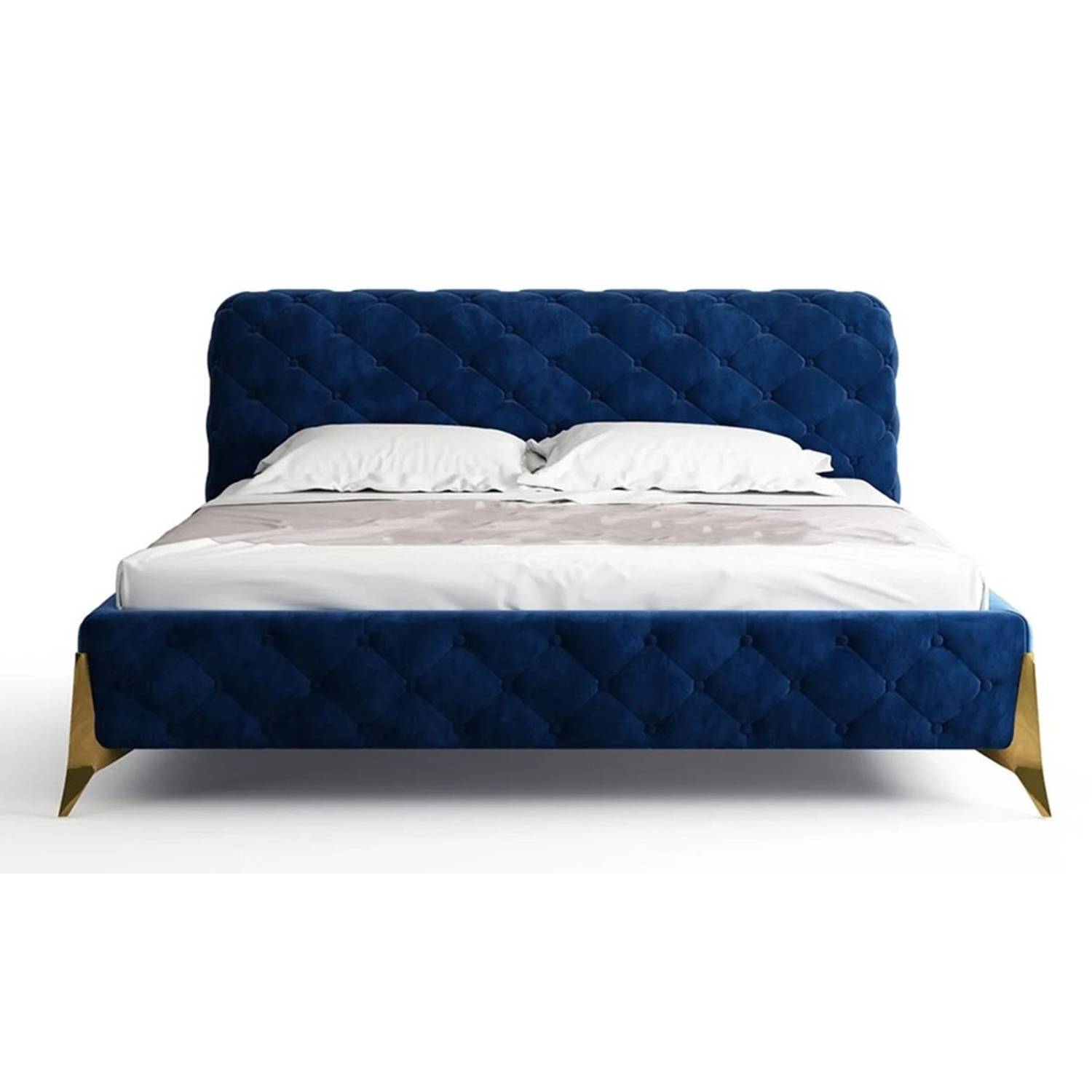 A To Z Furniture - Modrest Legend Modern Navy Blue Velvet Bed In King Size With Mattress A To Z Furniture - Modrest Legend Modern Navy Blue Velvet Bed In King Size With Mattress