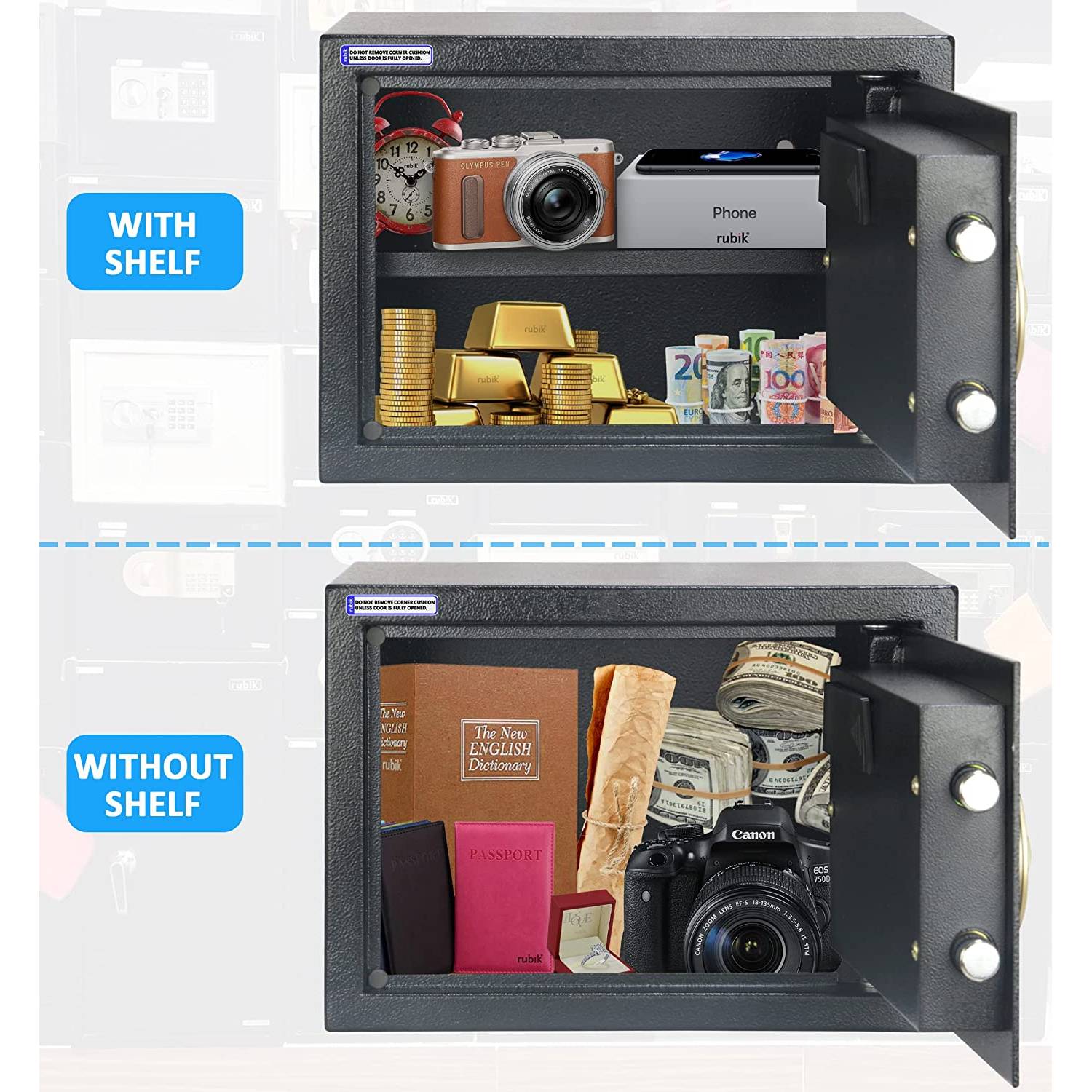 Rubik Safe Box A4 Document Size Locker Security Safety Deposit With Key and Keyless Entry RB25AJ (25x35x25cm) Black Rubik Safe Box A4 Document Size Locker Security Safety Deposit With Key and Keyless Entry RB25AJ (25x35x25cm) Black