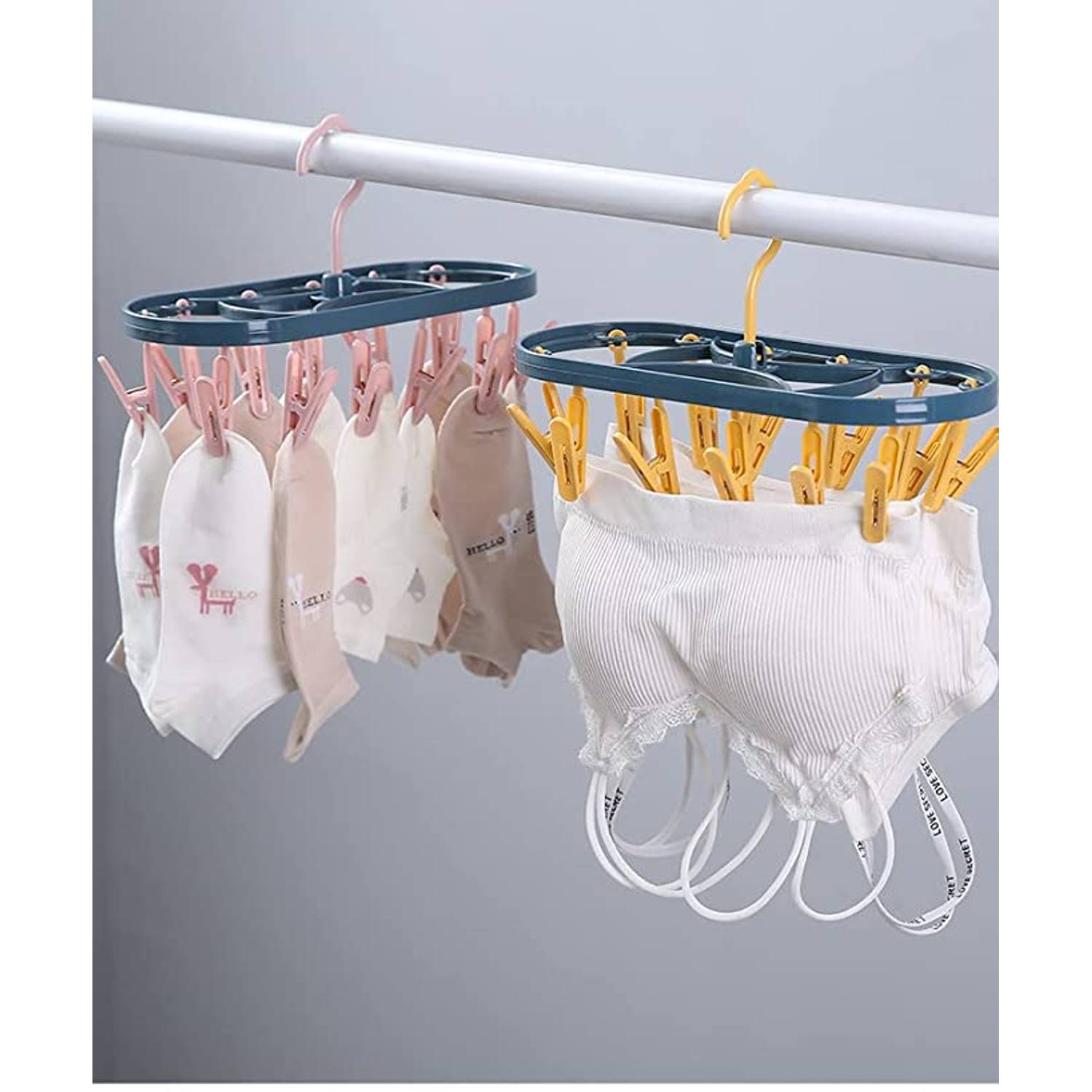 Margoun For Foldable Clothes Hanger Drying Rack With 12 Clips Plastic Space Saving Closet Organizer (2 packs) Margoun For Foldable Clothes Hanger Drying Rack With 12 Clips Plastic Space Saving Closet Organizer (2 packs)