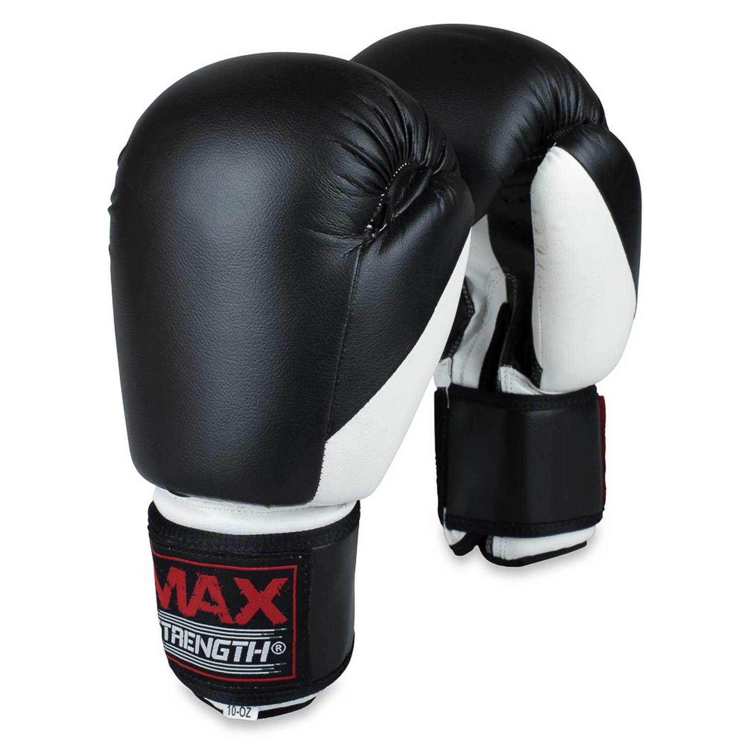 Max Strength Boxing Gloves Muay Thai Black/White 16oz Max Strength Boxing Gloves Muay Thai Black/White 16oz