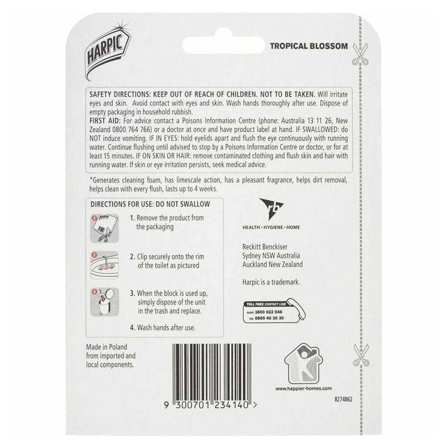 Harpic Fresh Power 6 Tropical Blossom Toilet Cleaner 39g Harpic Fresh Power 6 Tropical Blossom Toilet Cleaner 39g