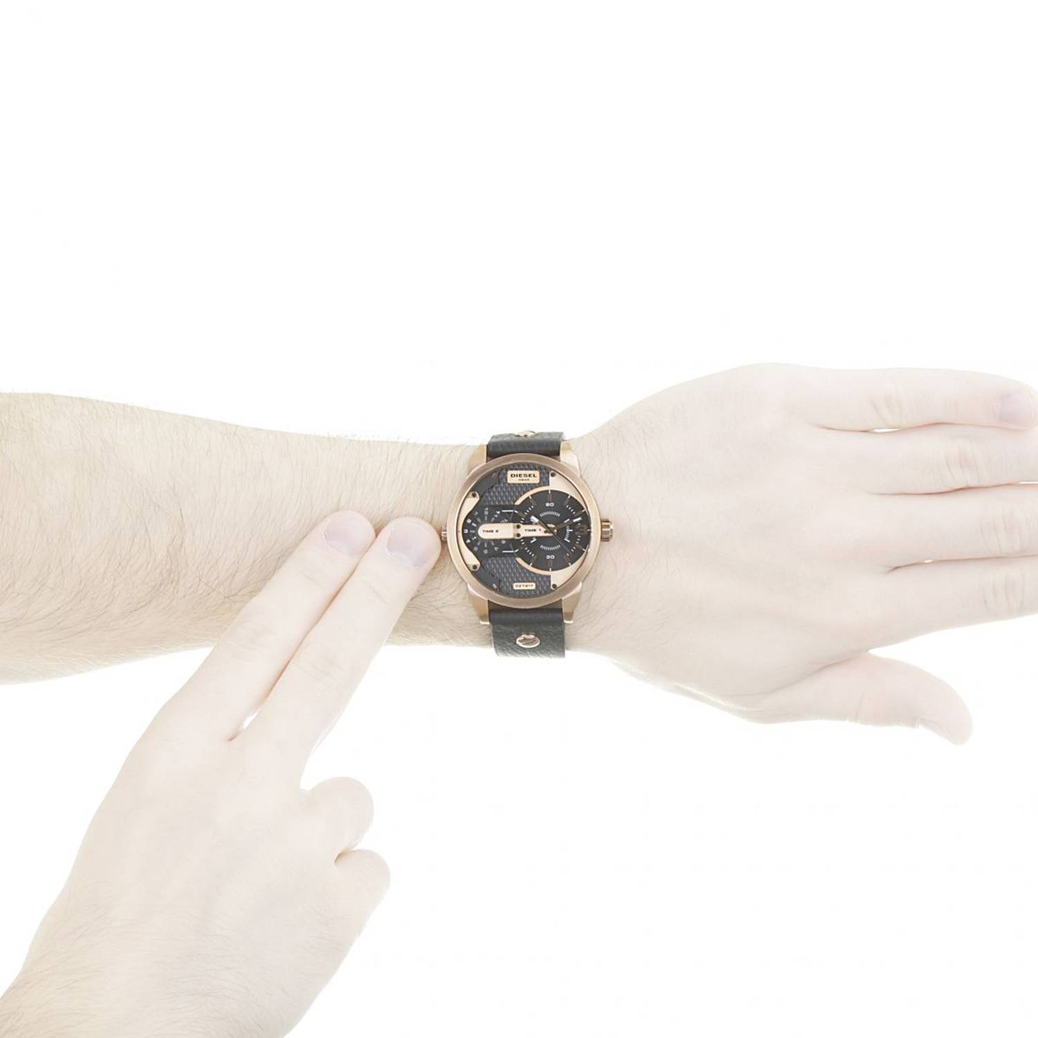 Diesel DZ7317 Mini Daddy Black Dual Time Dial Black Ion-plated Mens Watch Diesel DZ7317 Mini Daddy Black Dual Time Dial Black Ion-plated Mens Watch