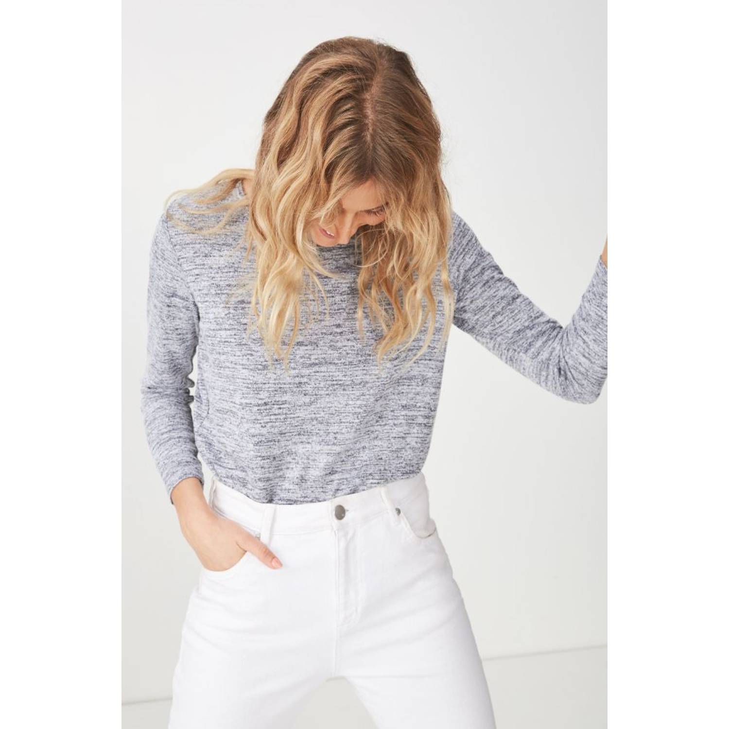 Cotton On Kathleen Long Sleeve Top Grey Large Cotton On Kathleen Long Sleeve Top Grey Large