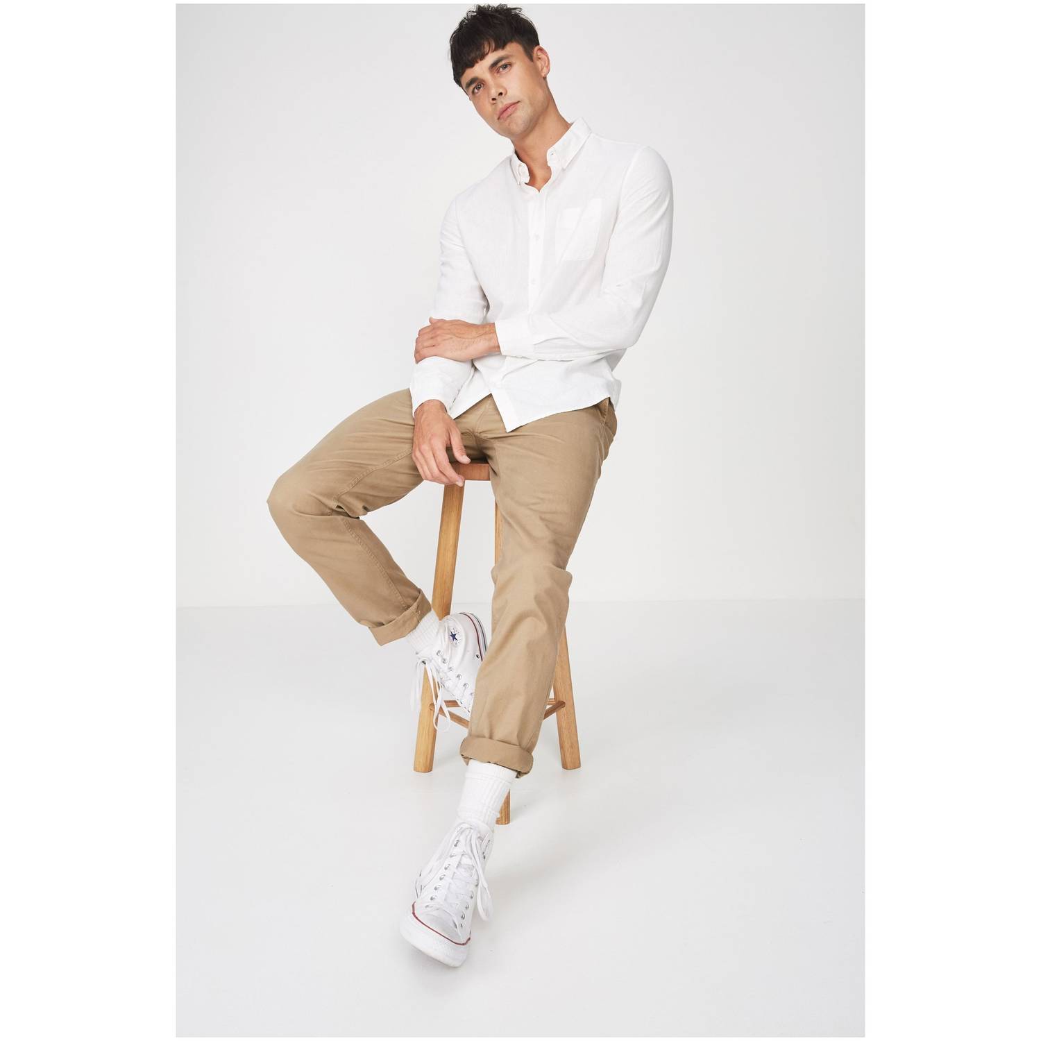 Cotton On Premium Linen Cotton Long Sleeve Shirt White Small Cotton On Premium Linen Cotton Long Sleeve Shirt White Small