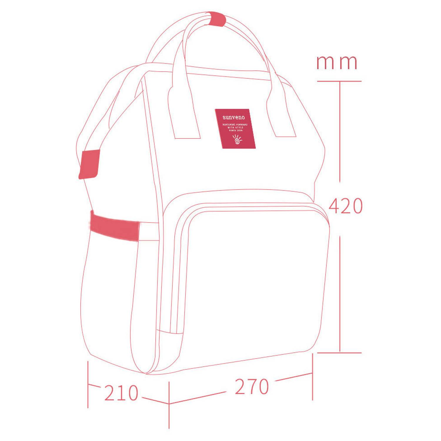 Sunveno Diaper Bag with USB Black Embroidery Sunveno Diaper Bag with USB Black Embroidery