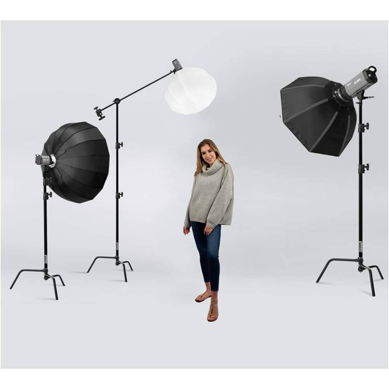 Coopic Photo Studio Heavy Duty 10 Feet 3 Meters Adjustable C Stand 1 Meter Holding Arm With 2 Pieces Grip Head For Video Reflector Monolight And Other Photographic Equipment Coopic Photo Studio Heavy Duty 10 Feet 3 Meters Adjustable C Stand 1 Meter Holding Arm With 2 Pieces Grip Head For Video Reflector Monolight And Other Photographic Equipment