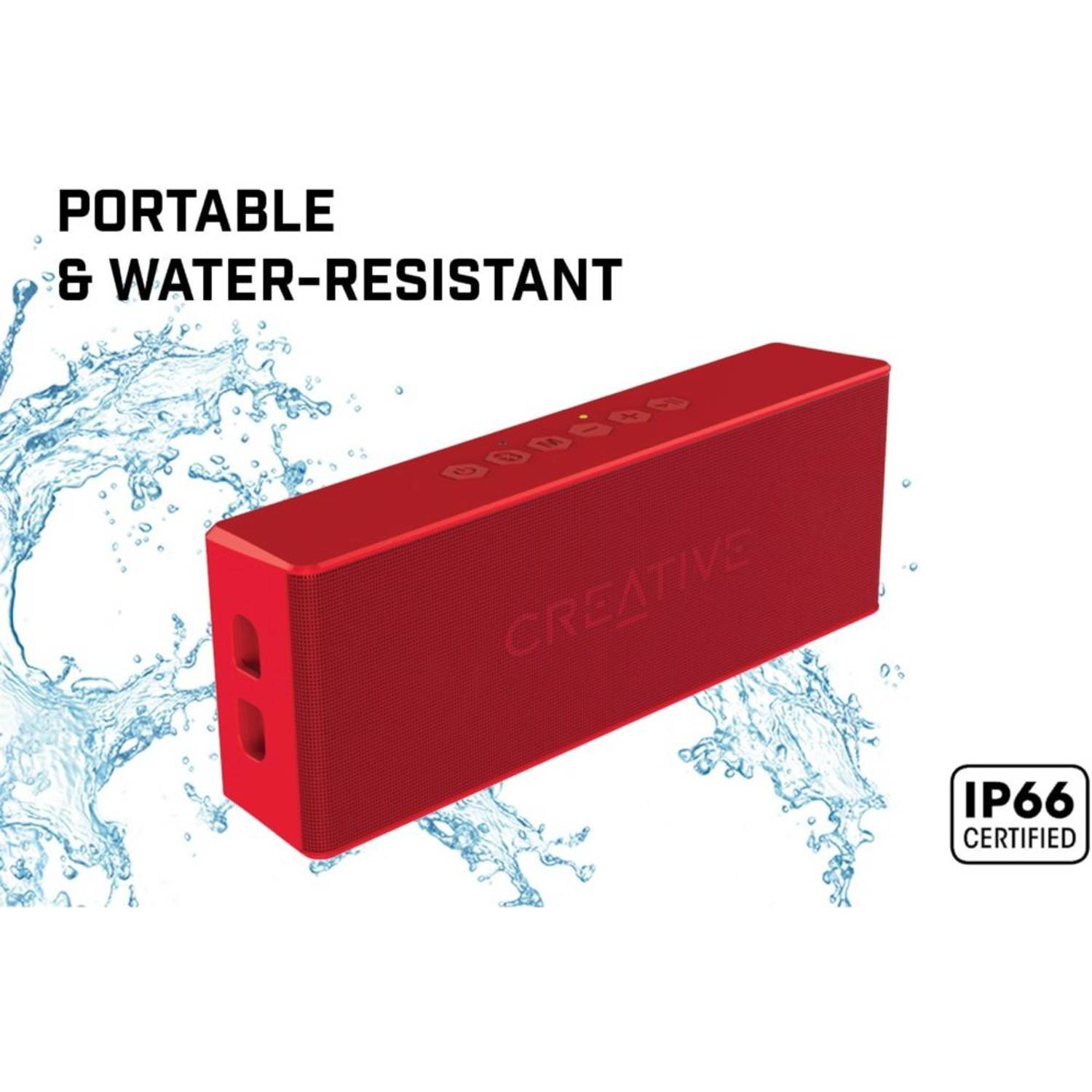 Creative MUVO 2 Portable Water Resistant Bluetooth Speaker With Built In MP3 Player Metallic Red MF8255 Creative MUVO 2 Portable Water Resistant Bluetooth Speaker With Built In MP3 Player Metallic Red MF8255