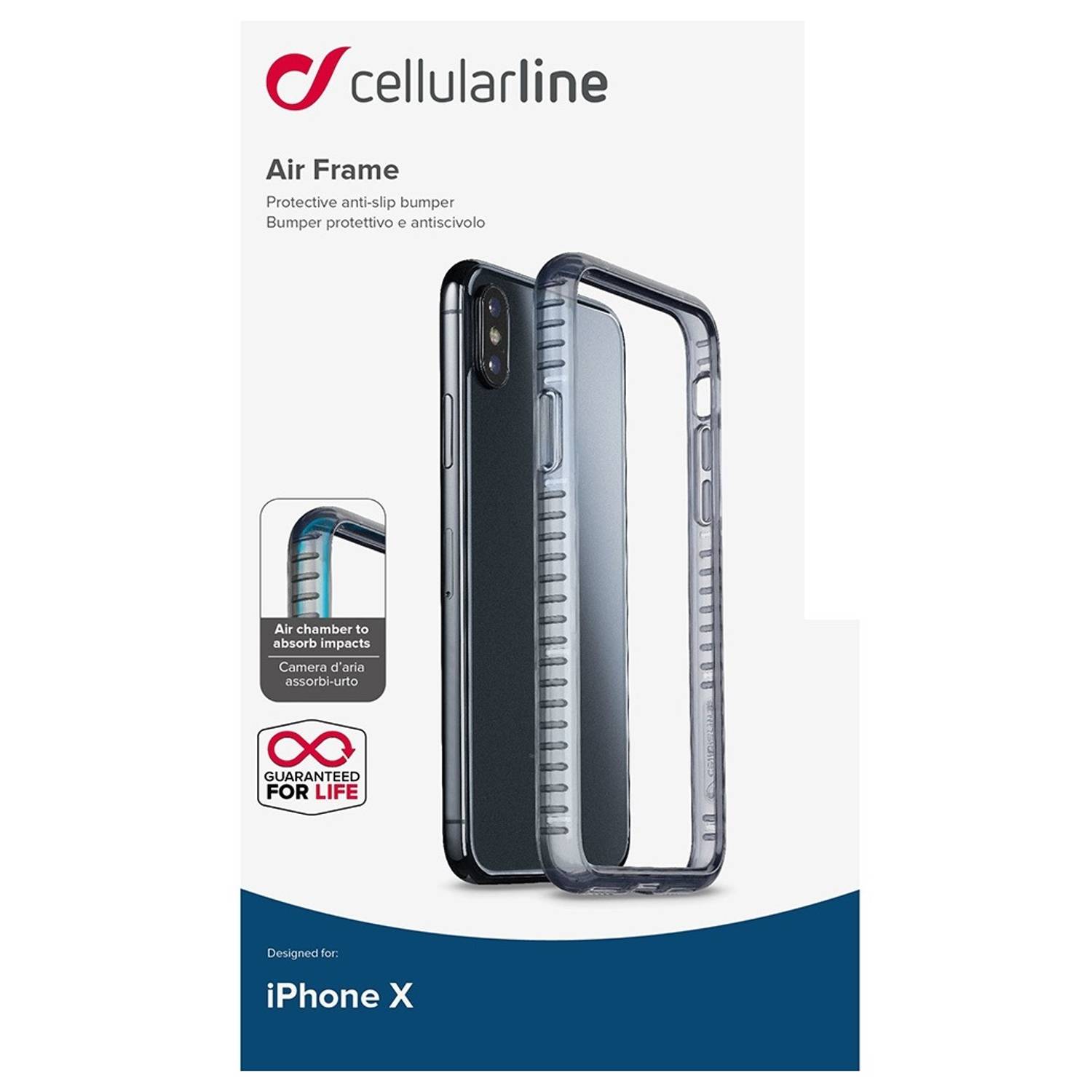 Cellular Line AIRFRAMEIPH8XK Bumper Case Black For Apple iPhone X Cellular Line AIRFRAMEIPH8XK Bumper Case Black For Apple iPhone X