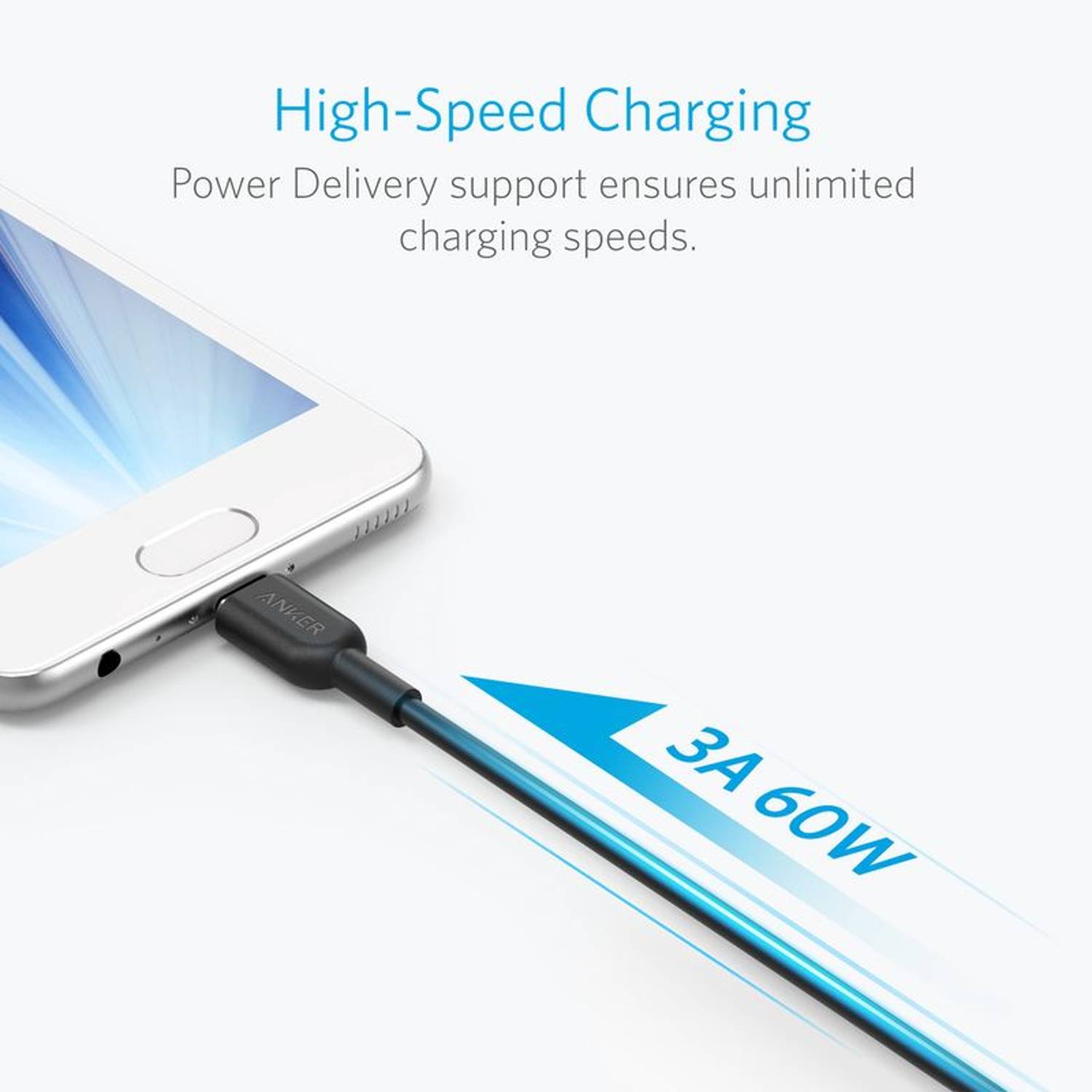 Anker Powerline+II USB C to A 2.0 Cable 6ft Black Anker Powerline+II USB C to A 2.0 Cable 6ft Black