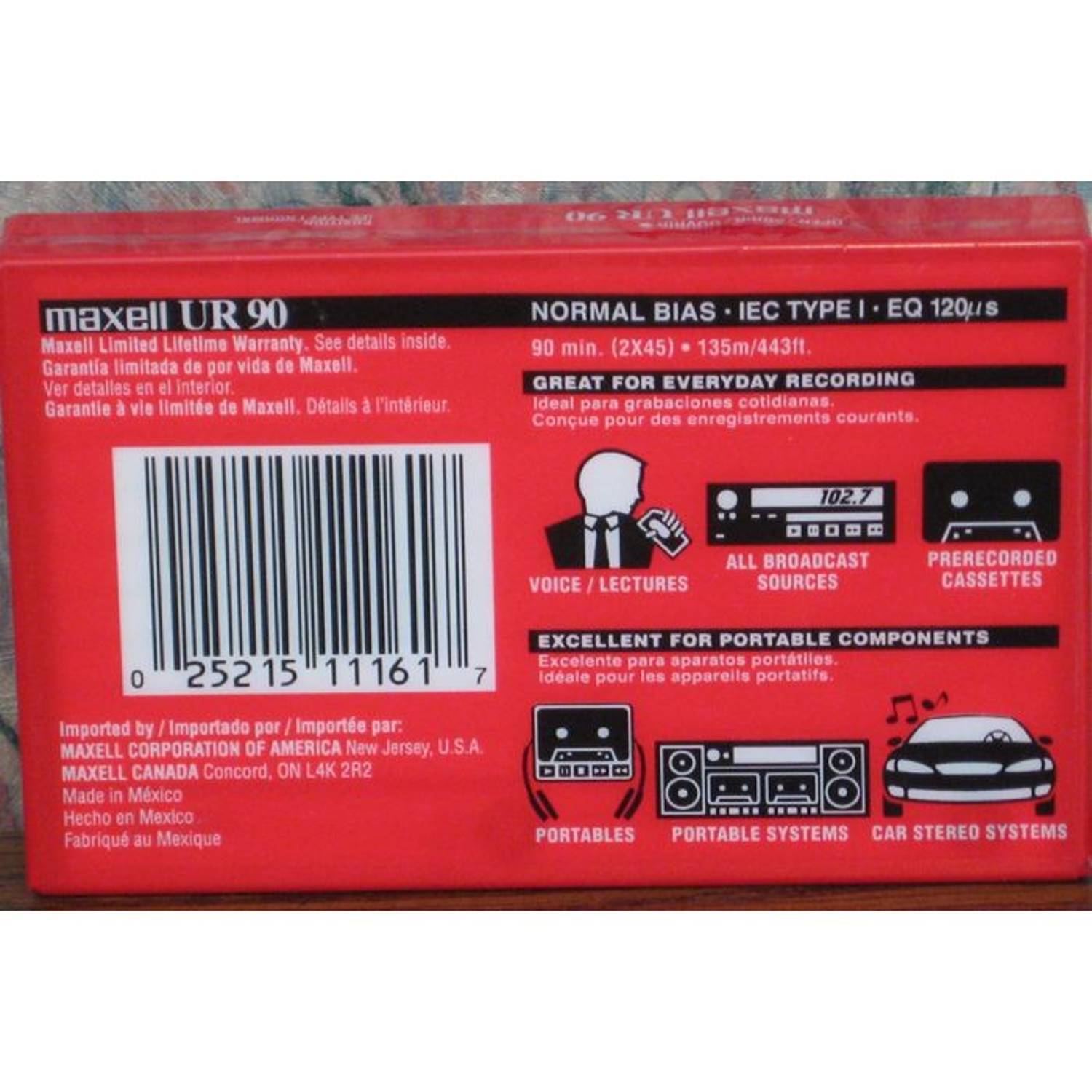 Maxell Ur 90 Normal Bias Blank Audio Recording Cassette Tape, Low Noise, 90 Minute Recording Time Maxell Ur 90 Normal Bias Blank Audio Recording Cassette Tape, Low Noise, 90 Minute Recording Time