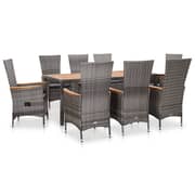 vidaXL 9 Piece Outdoor Dining Set with Cushions Poly Rattan Grey vidaXL 9 Piece Outdoor Dining Set with Cushions Poly Rattan Grey