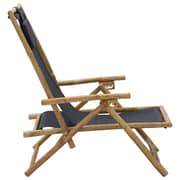 vidaXL Reclining Relaxing Chair Dark Grey Bamboo and Fabric vidaXL Reclining Relaxing Chair Dark Grey Bamboo and Fabric