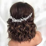Catery Pearl Bride Wedding Headband Silver Hair Vine Braid Headpiece Bridal Accessories For Women And Girls