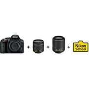 Nikon D5300 DSLR Camera Black Body + 18-55mm VR Lens + 55-200 VR Lens + School Voucher