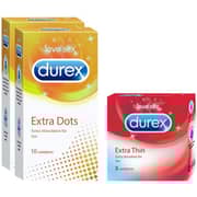 Durex Durex Extra Dots Condoms 10 pcs x 2 + 1 FREE Extra Thin Condom 3pcs Durex Durex Extra Dots Condoms 10 pcs x 2 + 1 FREE Extra Thin Condom 3pcs
