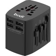 Budi 4 USB Travel Charger 7cm Black