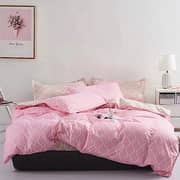 King Size Pink Geometric Design Bedding Set of 6 Pieces