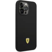 Ferrari Liquid Silicone Case Black With Metal Logo iPhone 14 Pro Max