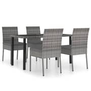 Vidaxl 5 Piece Garden Dining Set Poly Rattan Grey