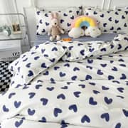 Luna Home Queen/double Size 6 Pieces Bedding Set Without Filler , Small Hearts Design