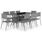 vidaXL 9 Piece Garden Dining Set Poly Rattan Anthracite & Grey