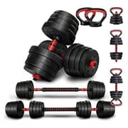 Ultimax Adjustable 7 In 1 Dumbbell Set With Connecting Rod Used As Barbell, Kettlebell And Push-ups-20kgs
