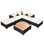 Vidaxl 6 Piece Garden Lounge Set With Cushions Poly Rattan Black Vidaxl 6 Piece Garden Lounge Set With Cushions Poly Rattan Black