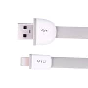 Mili Lightning To Usb-a Flat Cable Apple Mfi Certified Charge & Sync Rust Resistant For Ios Devices Iphone / Ipad / Ipod - Pvc - 1m - White