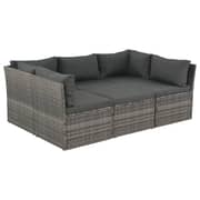 Vidaxl 4 Piece Garden Lounge Set With Cushions Poly Rattan Grey Vidaxl 4 Piece Garden Lounge Set With Cushions Poly Rattan Grey