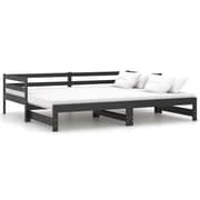 Vidaxl Pull-out Day Bed Black Solid Pinewood 2x Vidaxl Pull-out Day Bed Black Solid Pinewood 2x