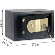 Rubik Electronic Digital Safe Box with Key and Pin Code Lock (20x31x20cm) Black