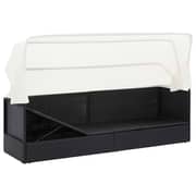 Vidaxl Garden Sofa With Canopy Black Poly Rattan