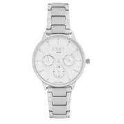 Ecstacy Silver Stainless Steel Multifunction Watch For Women E9609-SBSS