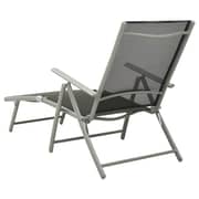 vidaXL Folding Sun Lounger Textilene and Aluminium Black and Silver vidaXL Folding Sun Lounger Textilene and Aluminium Black and Silver