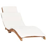 vidaXL Folding Sun Lounger with Cream White Cushion Solid Teak Wood