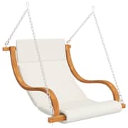 Vidaxl Swing Chair With Cream Cushion Bent Wood With Teak Finish
