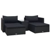 Vidaxl 5 Piece Garden Lounge Set With Cushions Poly Rattan Black Vidaxl 5 Piece Garden Lounge Set With Cushions Poly Rattan Black