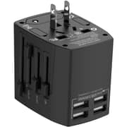 Budi 4 USB Travel Charger 7cm Black