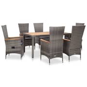 vidaXL 7 Piece Outdoor Dining Set with Cushions Poly Rattan Grey vidaXL 7 Piece Outdoor Dining Set with Cushions Poly Rattan Grey