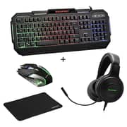 Blaupunkt RGB Gaming Keyboard + Headphone + Mouse + Mouse Pad Black