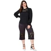ELVI Black Ines Cutwork Jet Beaded Top Size 18