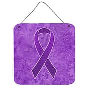 Caroline's Treasures An1207Ds66 Purple Ribbon For Pancreatic And Leiomyosarcoma Cancer Awareness Wall Or Door Hanging Prints, 6X6, Multicolor