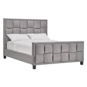 Upholstered Cotton and Polyester Bed Frame Queen with Mattress Grey Upholstered Cotton and Polyester Bed Frame Queen with Mattress Grey