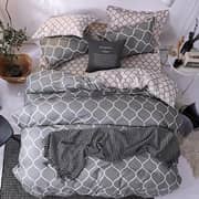 Single Size Grey Geometric Bedding Set of 4 Pieces