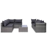 Vidaxl 8 Piece Garden Lounge Set With Cushions Poly Rattan Grey Vidaxl 8 Piece Garden Lounge Set With Cushions Poly Rattan Grey
