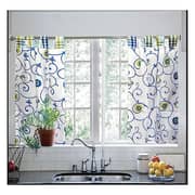 Floral Blue Fabric Window Curtain