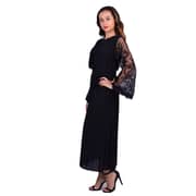 ELVI Black Pandora Pleated Midi Dress with Lace Inserts Size 14