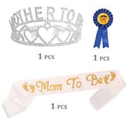 MEANT2TOBE Baby Shower Decoration, Mother To Be Tiara Crown, Baby Shower Gifts, Mom To Be Sash, Dad To Be Pin, Baby Shower Party Favors Decorations Gift Boy Or Girl, Gender Reveals Party Gifts, Great For New Mom