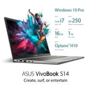Asus VivoBook S14 S433FL-EB078T Laptop - Core i7 1.8GHz 8GB 512GB 2GB Win10 14inch FHD Indie Black English/Arabic Keyboard