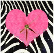3Drose Llc Punk Rockabilly Zebra Animal Stripe Pink Heart Print Desk Clock, 6 By 6-Inch